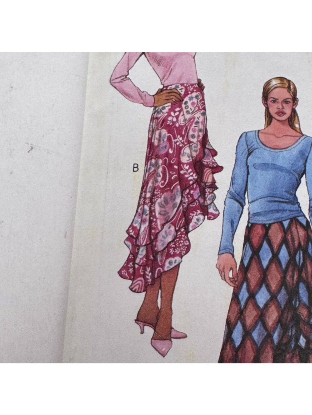 McCalls Sewing Pattern M4594 Y2K Flowy Skirt Ruffle Hem Boho Chic 4-10 Uncut - Picture 3 of 12